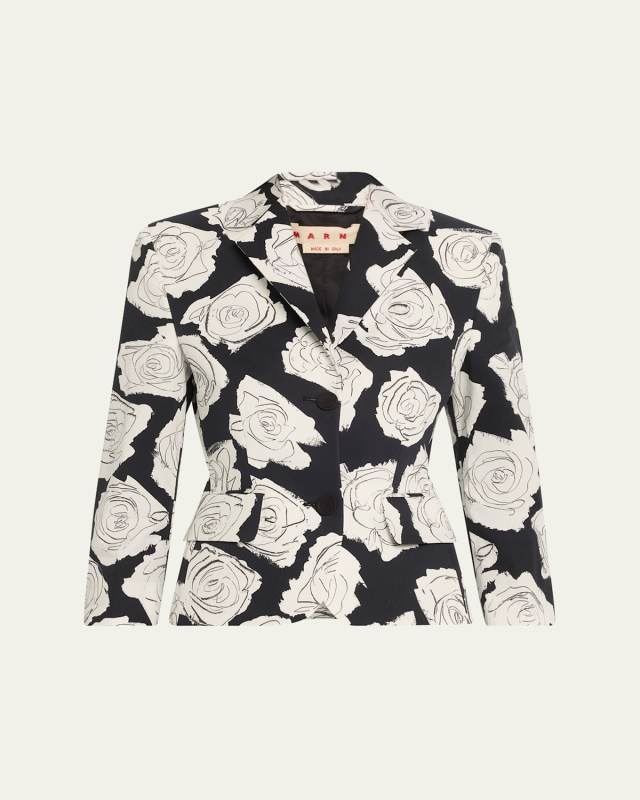 Rose Print Compact Cotton Baby Jacket